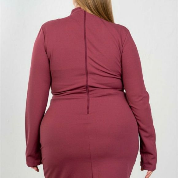 Red High Neck Mesh Mini Dress - Picture 4 of 4